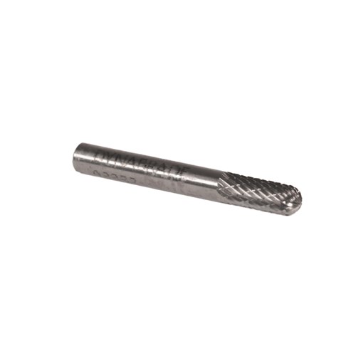 Carbide Burr, 1/4" (6 mm) Dia., SC-1 D/C Burr, Cylinder-Radiused End, 5/8" Flute L, 1/4" Shank